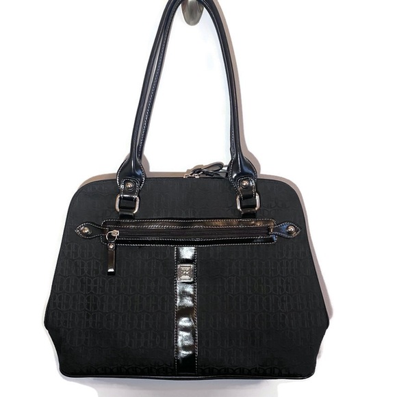 Giani Bernini Black Fabric GB Logo Shoulder Organizer Handbag Bag - Picture 1 of 16